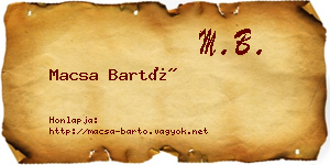Macsa Bartó névjegykártya